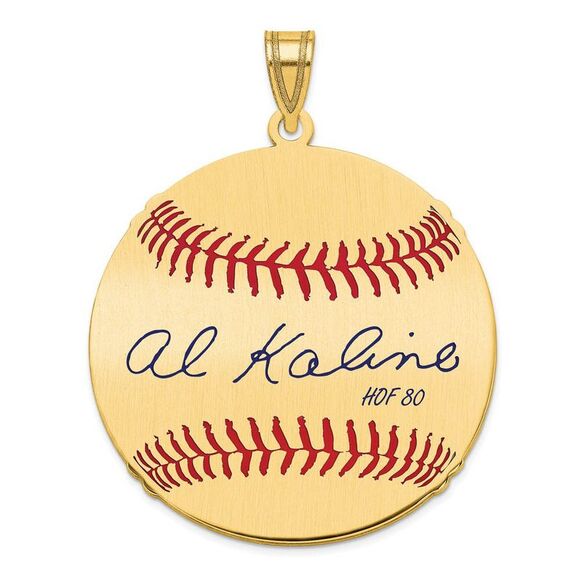 14K Gold Plated Al Kaline Signature LG Enamel Baseball Pendant